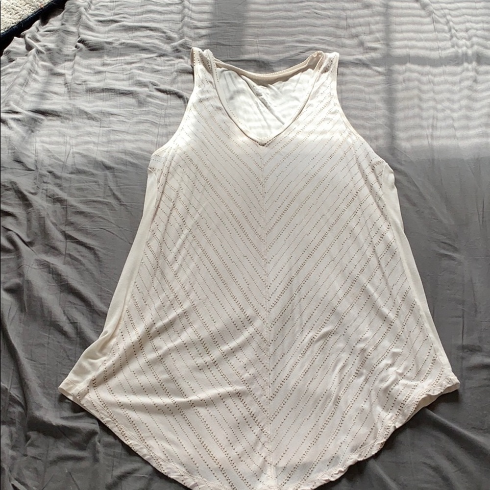 White tank with gold bead design